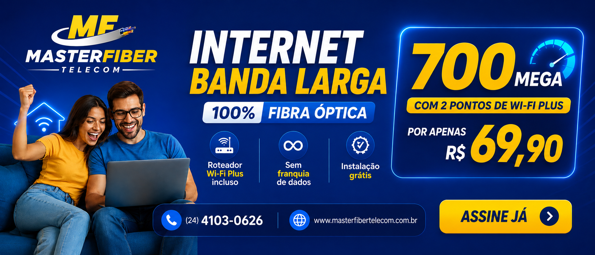 MasterFiber: Internet banda larga 100% fibra óptica, oferta de 700 Mega